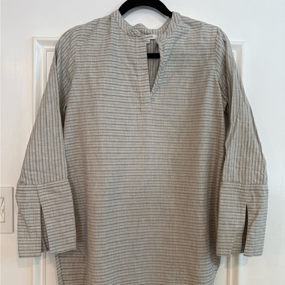Madewell Beige and Black Striped Blouse